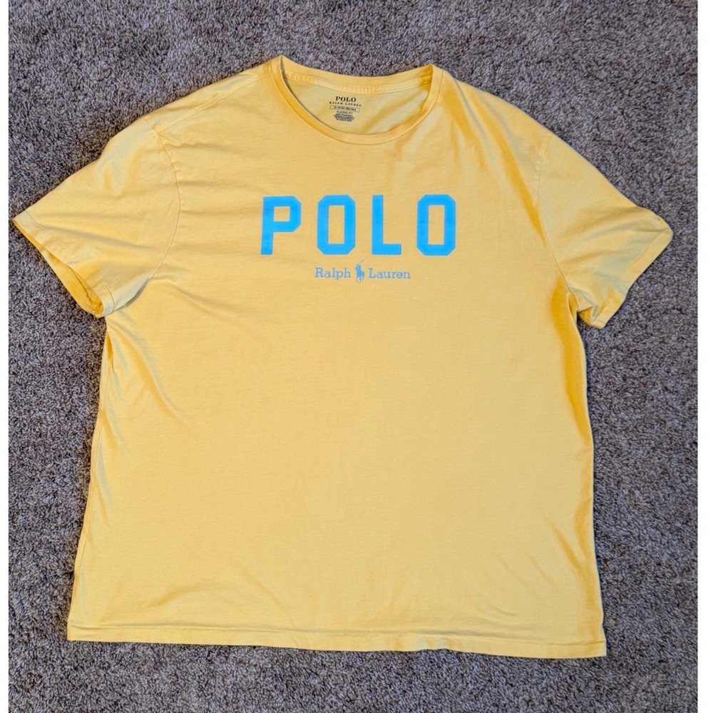 Polo Ralph Lauren T-Shirt Mens XL Yellow Good Classic Fit Logo Graphic Tee